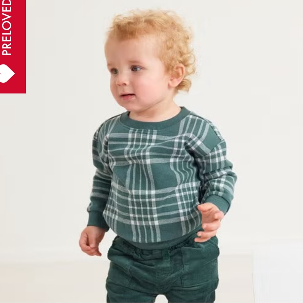 Hanna Andersson Bby Boy Plaid Juniper Sweatshirt